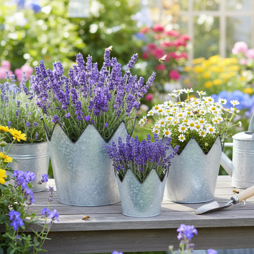Planter crown metal decorative zinc Ø21.5/19.5/17cm set of 3 | Floristik24.ie