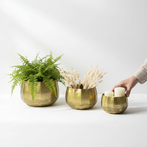 Decorative bowl brass metal bowl Ø22/18/14cm set of 3 | Floristik24.ie
