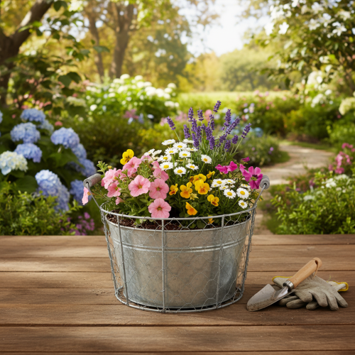 Product Wire basket pot for planting, spring basket, metal, Ø26cm