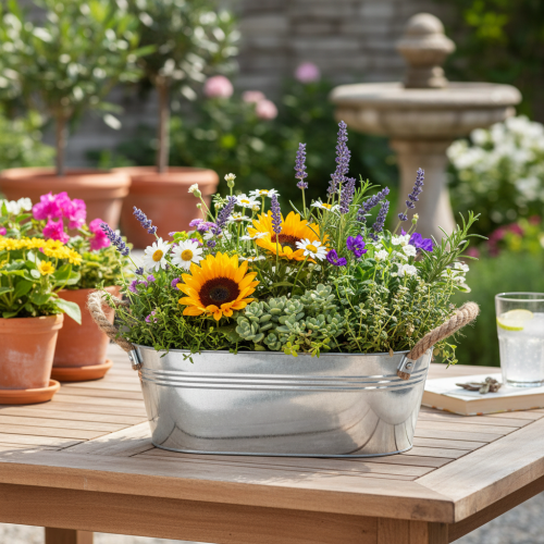 Oval bowl 35cm x 21.5cm H11.5cm, glossy zinc | Floristik24.ie