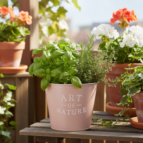 Product Zinc flower pot Art of Nature, antique rose, Ø17.5cm H15cm