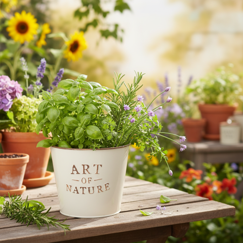 Product Zinc flower pot Art of Nature Cream Ø17.5cm H15cm
