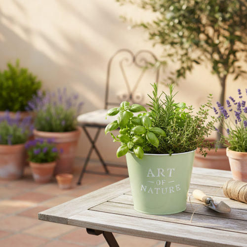 Product Zinc flower pot Art of Nature mint green Ø17.5cm H15cm
