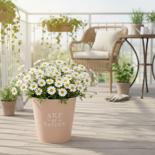 Product Zinc flower pot, metal planter, antique rose, Ø22cm H21cm