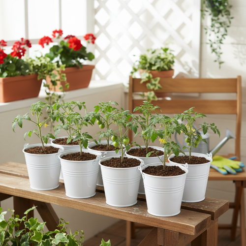 Product Metal buckets, white, Ø12cm, H10cm, 8 pieces