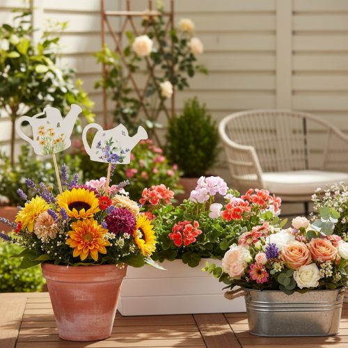 Product Watering can decorative stakes for flower bouquets and balcony flower decoration, 34cm, 12 pieces