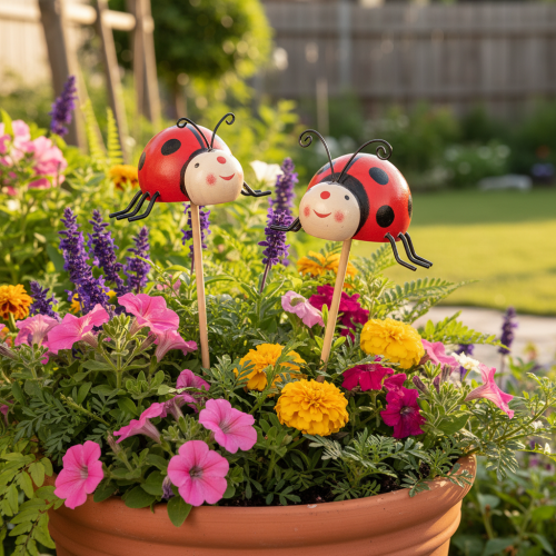 Ladybug garden stakes, decoration for spring and summer, flower decoration, 31cm, 4 pieces | Floristik24.ie