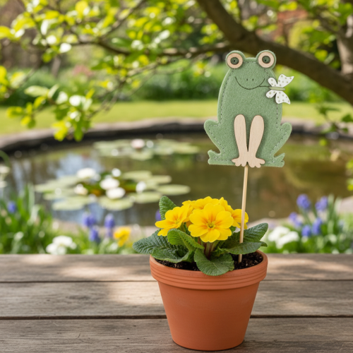 Product Felt frog decorative plant stakes – Spring-like plant stakes for flowers &amp; arrangements, 10cm, 12 pieces