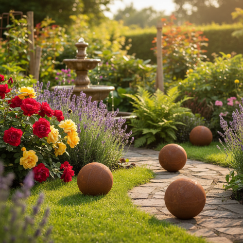 Product Garden sphere, decorative lawn ornament, timeless eye-catcher for the garden, 10cm, 4 pieces