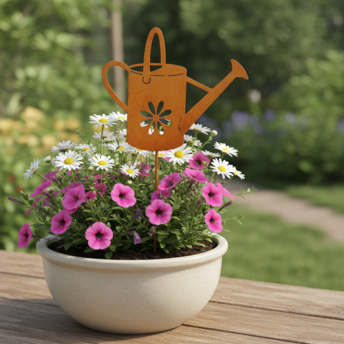 Flower plug metal rust decoration watering can 10x8.5cm 4 pieces | Floristik24.ie