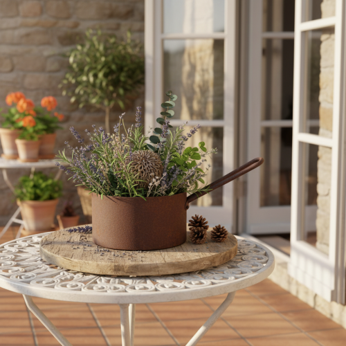 Metal plant pot, planter, rust-colored pan, decorative item, Ø20cm H11cm | Floristik24.ie