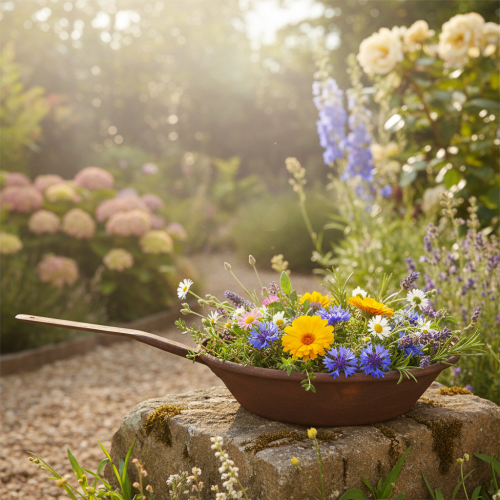 Planting tray, rust-colored pan with handle, metal planter, Ø31cm | Floristik24.ie