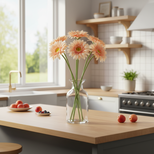 Artificial Gerbera Flowers Apricot 47cm 6pcs | Floristik24.ie