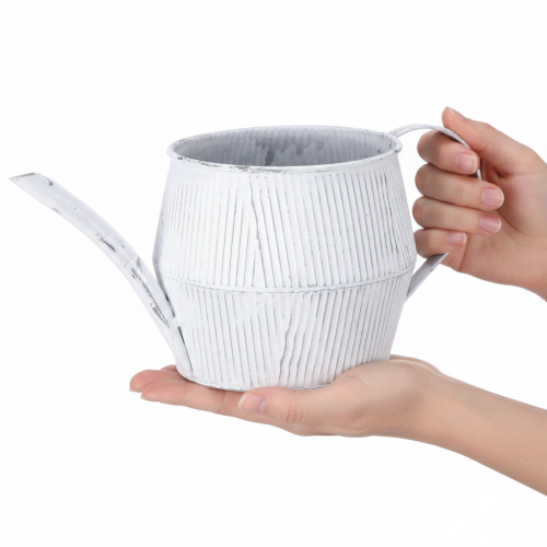 Decorative metal jug, white, vintage shabby chic, 28cm | Floristik24.ie