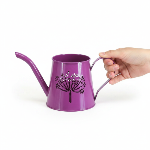 Decorative Watering Can, Purple Metal, Boho Design, Dandelion Design, 12cm High, 2 Pieces | Floristik24.ie