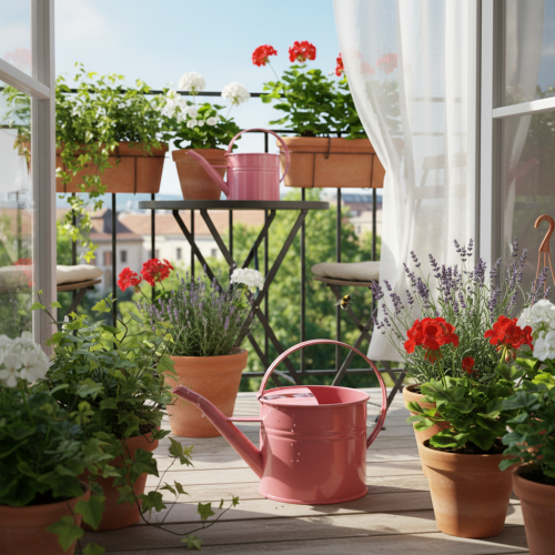 Metal decorative watering can, pink flower pot, 1.25l, indoor/outdoor, balcony | Floristik24.ie