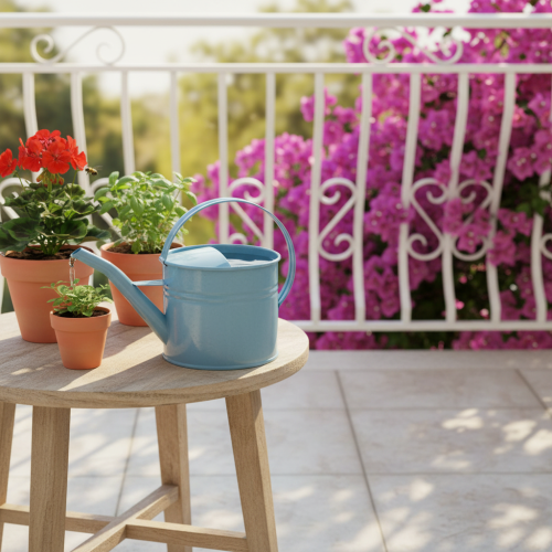 Decorative Watering Can Flower Pot Blue Metal 28x13x17cm 1.25l Garden Balcony Decoration | Floristik24.ie