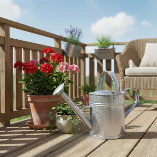 Decorative watering can, retro design, metal, silver, 42x15.5x27cm, vintage balcony decoration, flower pot | Floristik24.ie