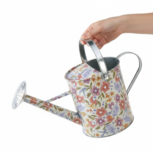 Decorative metal watering can, vintage planter for flowers, Ø18cm | Floristik24.ie