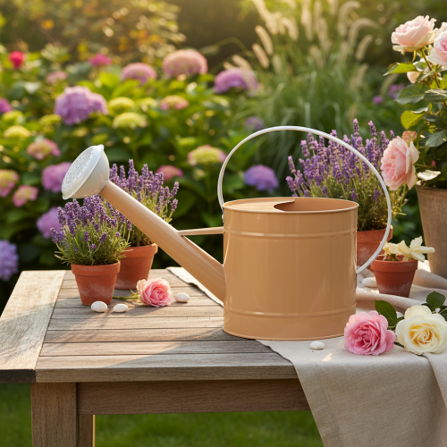 Metal decorative watering can, vintage look, light brown, 52.5cm - planter for table decoration &amp; summer decoration | Floristik24.ie