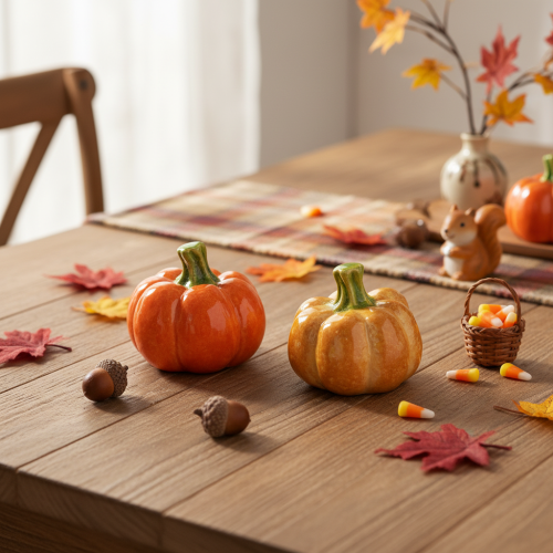 Decorative pumpkins for autumnal table decoration, 6cm, 2 pieces | Floristik24.ie