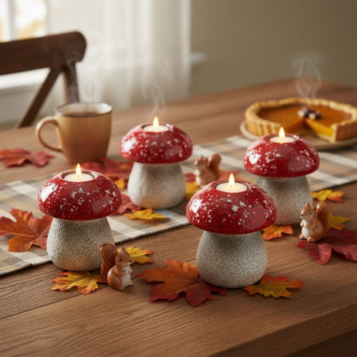 Decorative mushroom, fly agaric, tealight holder as table decoration, 9cm | Floristik24.ie