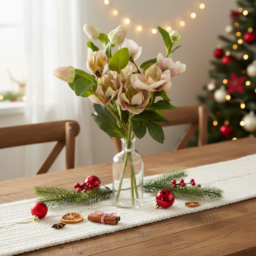 Christmas rose artificial flower decoration, 30cm bunch of 4 pieces | Floristik24.ie