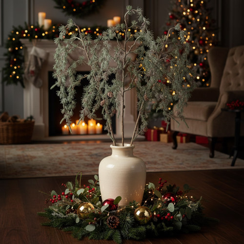 Artificial pine branch with cones, decorative pine branch, artificial, 80cm, 3 pieces | Floristik24.ie
