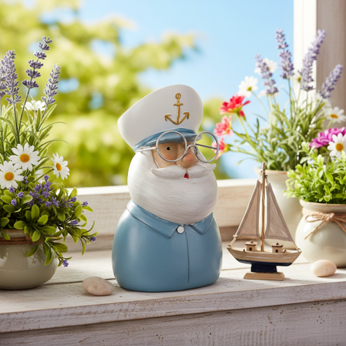Captain figurine, maritime decoration with glasses and hat, 16cm | Floristik24.ie