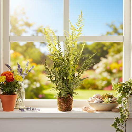 Artificial fern plant with root ball for home and office decoration, 57cm | Floristik24.ie