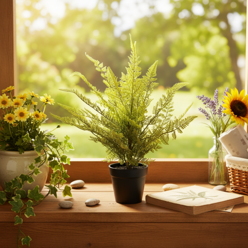 Artificial fern plant in a pot for indoor greenery, 40cm | Floristik24.ie