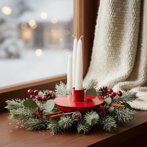 Compact red metal candle holders for 10cm taper candles, 2 pieces | Floristik24.ie