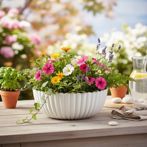Decorative bowl, ribbed, large size 25cm | Floristik24.ie
