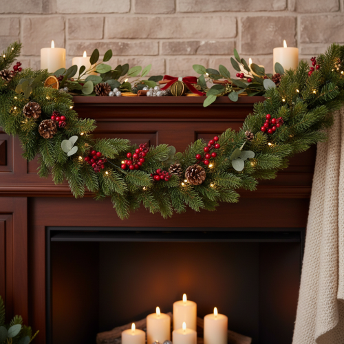 Artificial fir garland, green, for festive decoration, 180cm | Floristik24.ie