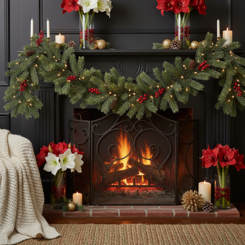Decorative pine branch, artificial garland for winter arrangements, 190cm | Floristik24.ie