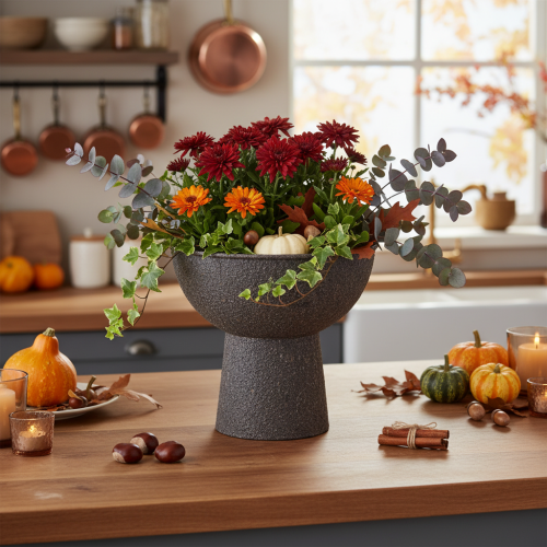 Round plant bowl with base, 18cm | Floristik24.ie