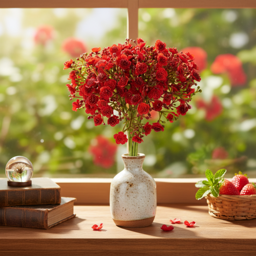 Artificial baby's breath, red, bouquet as flower decoration, 30cm, 10 pieces | Floristik24.ie