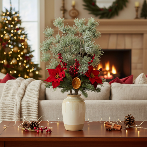 Artificial fir branch, large pine branch for winter decoration, 55cm, 3 pieces | Floristik24.ie