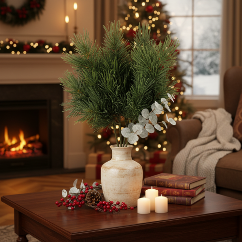 Artificial pine branch for winter decorations, 40cm, 4 pieces | Floristik24.ie