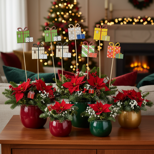 Plant markers gift set, wooden design, 31cm, 12 pieces | Floristik24.ie