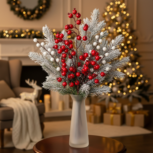 Artificial rosehip branch with shiny berries, 62cm | Floristik24.ie