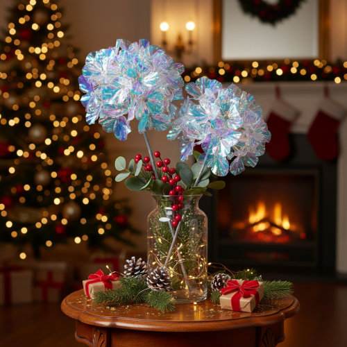 Artificial Hydrangea Flowering Branch in Iridescent Colors 36cm 2pcs | Floristik24.ie