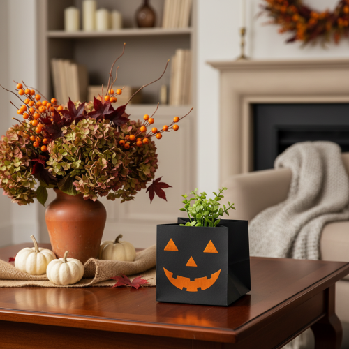Product Paper bag pumpkin face planter Halloween decoration 10cm 6pcs