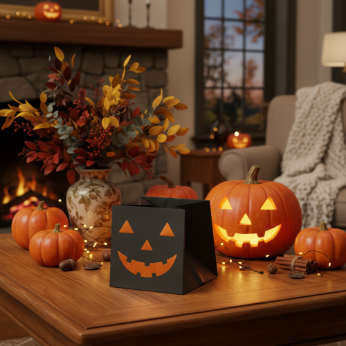 Product Paper bag pumpkin face planter Halloween decoration 10cm 6pcs