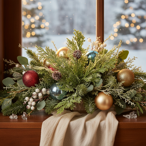 Artificial pine branch with cones, frosted, 28cm, 6 pieces | Floristik24.ie