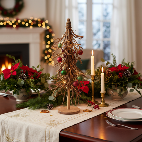 Decorative tree made of willow branches on a wooden base, 68cm | Floristik24.ie
