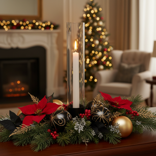 Taper candle holder with glass cylinder. Simple and timeless. 31cm | Floristik24.ie