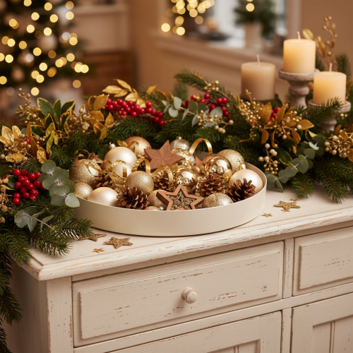 Round decorative tray for home accessories, 20cm | Floristik24.ie