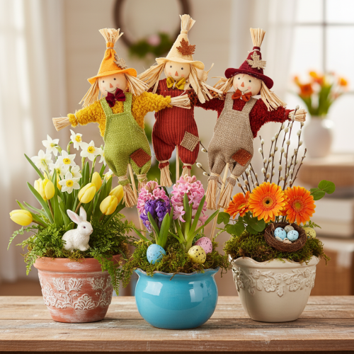 Decorative scarecrow figure on a stick for crafting and plants, 60cm | Floristik24.ie