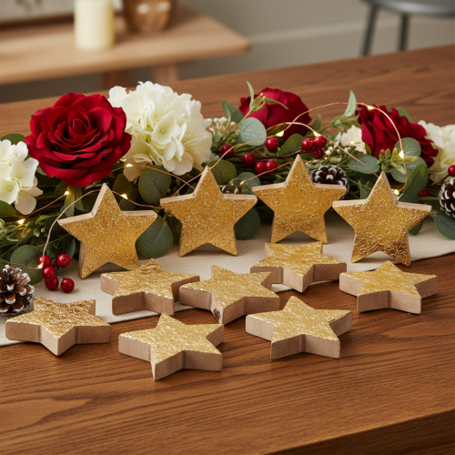 Decorative shiny star for table decoration, 5cm, 9 pieces | Floristik24.ie